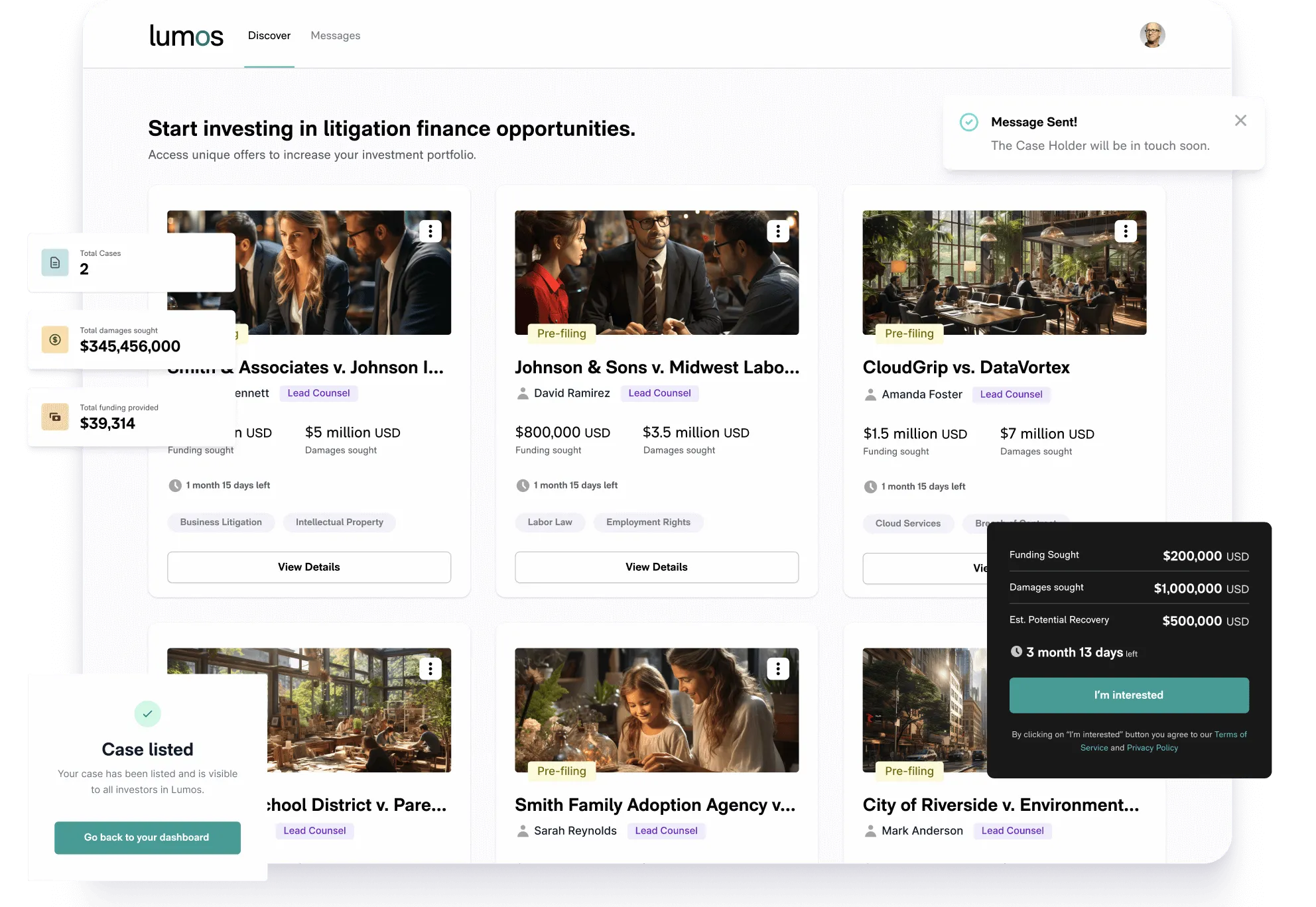 Lumos — Secure litigation finance marketplace