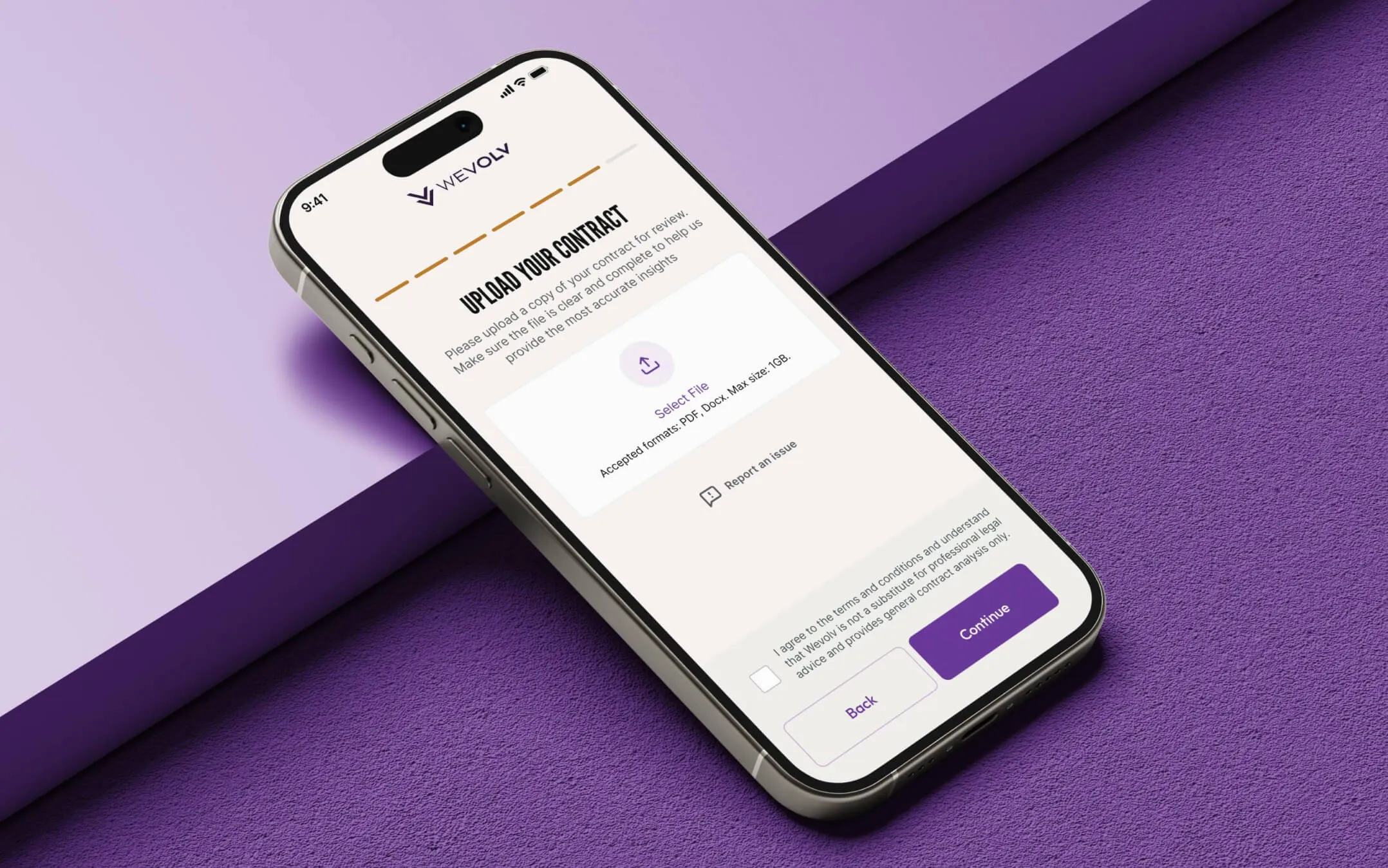 Wevolv mobile experience