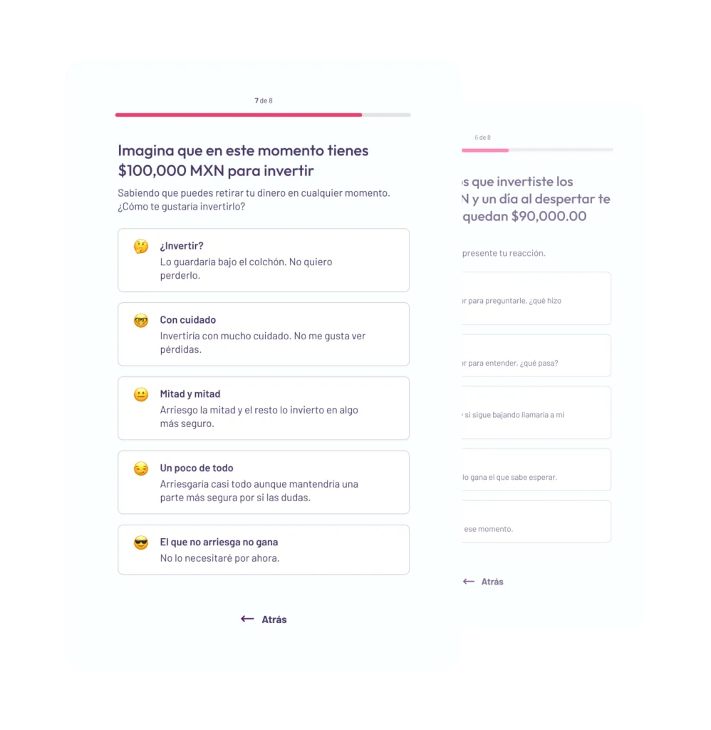 Redesigned investor profile quiz interface