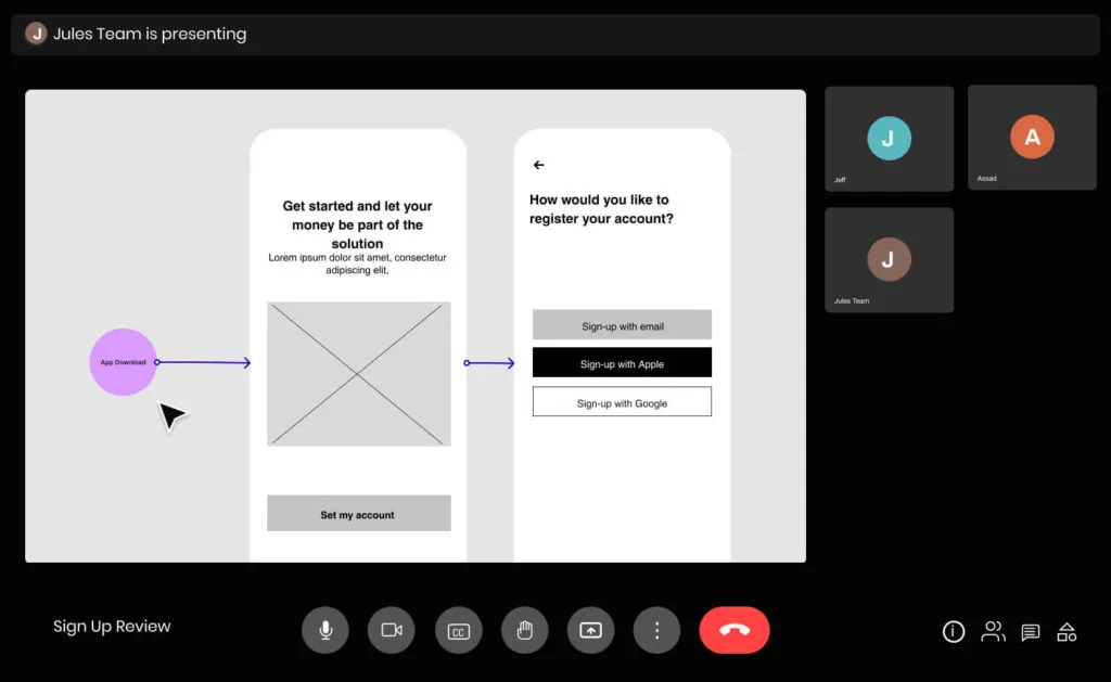 Jules user flows and wireframes