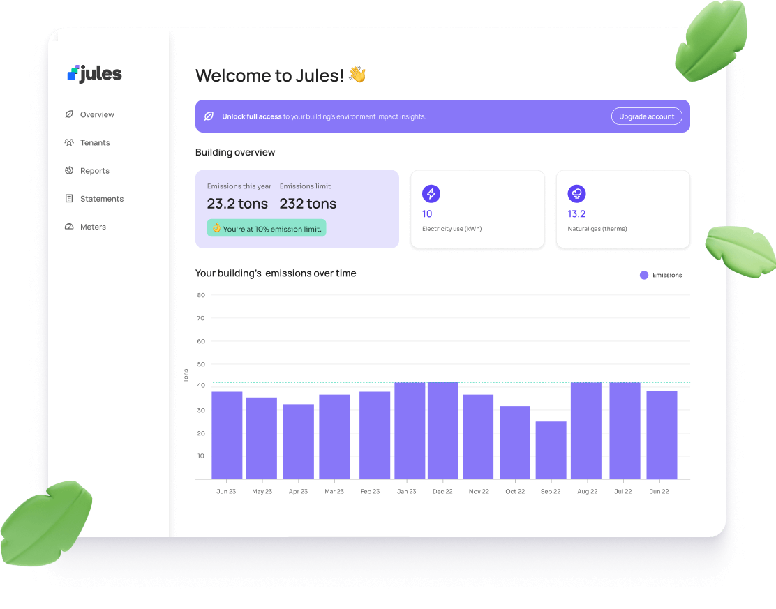 Jules climate benefits platform interface