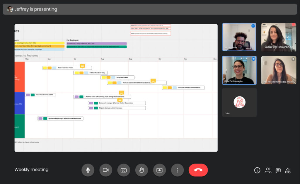 Odie team collaboration on Google Meet