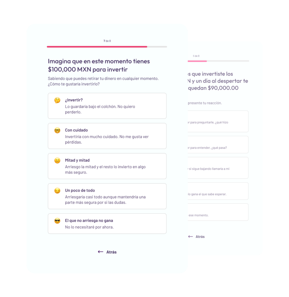 Redesigned investor profile quiz interface