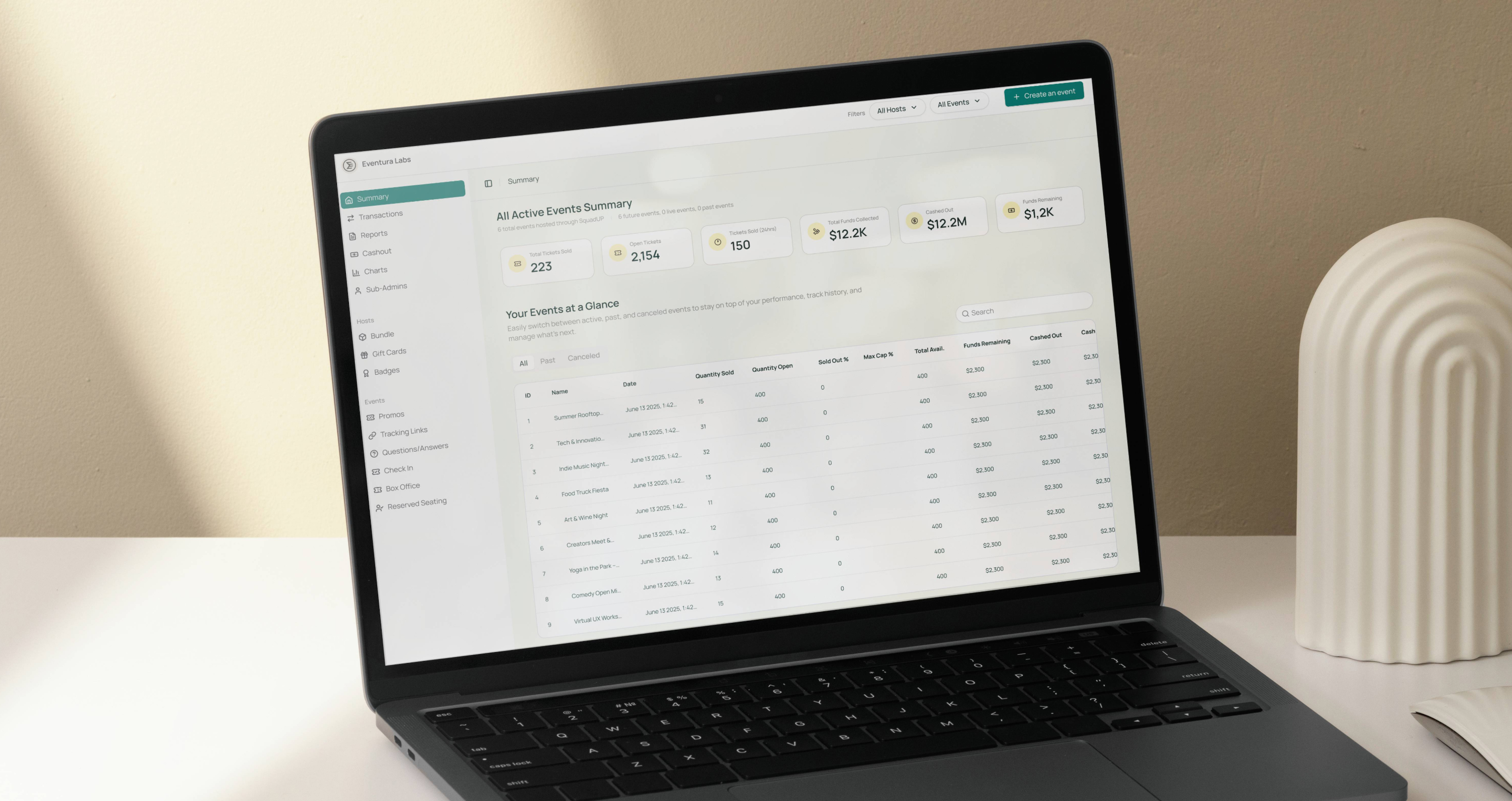 SquadUP — Modern event management dashboard